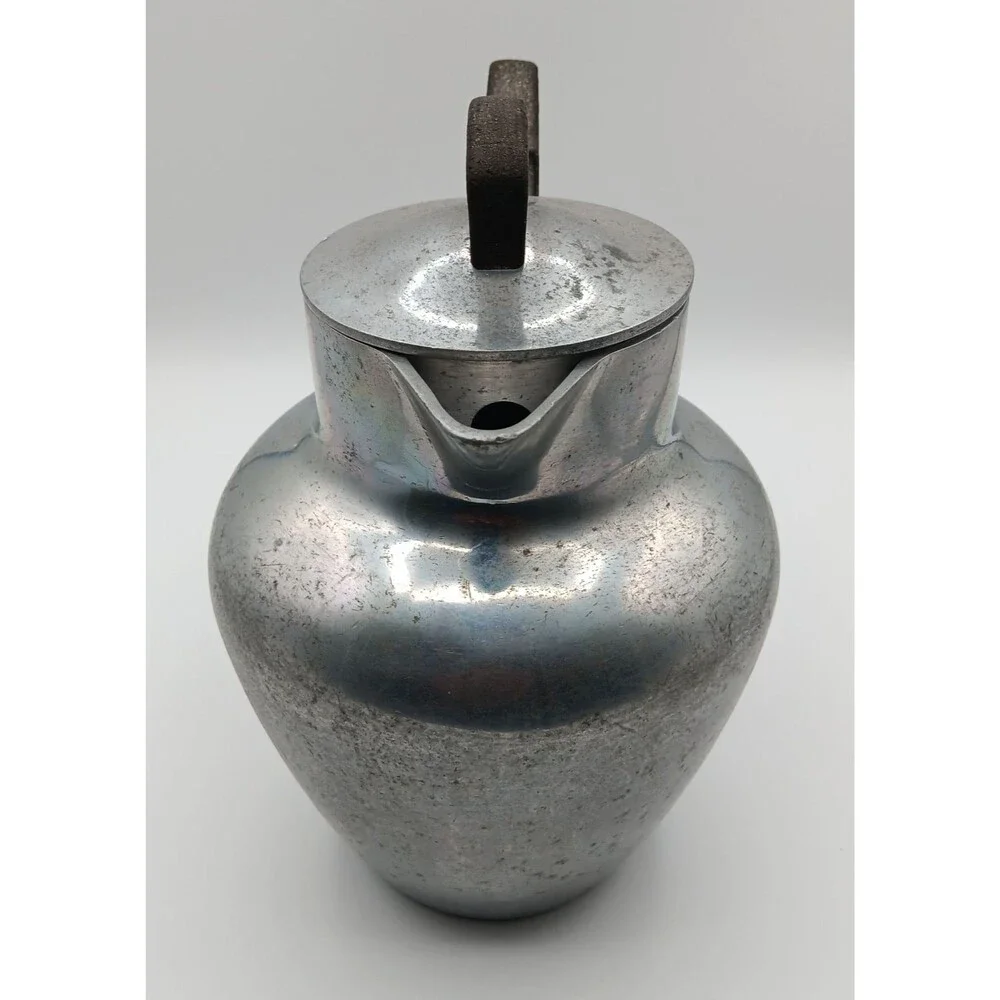 Vtg Aluminum Tea/Coffee Pot Diffuser Mid Century Kitchen Farmhouse Rustic Decor